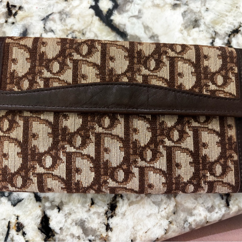 Dior Monogram Checkbook wallet in Brown